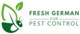 Logo reading 'Fresh German for Pest Control' with green leaves and an abstract pest-control graphic.